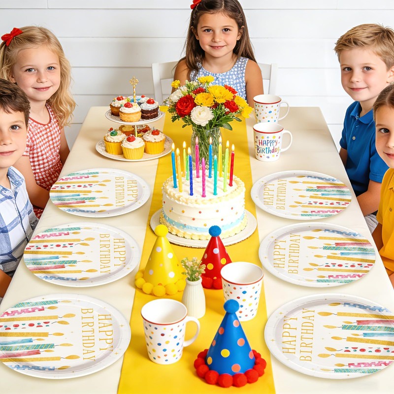 50 Pcs Candles Birthday Paper Plates 10 Inch Birthday Large
