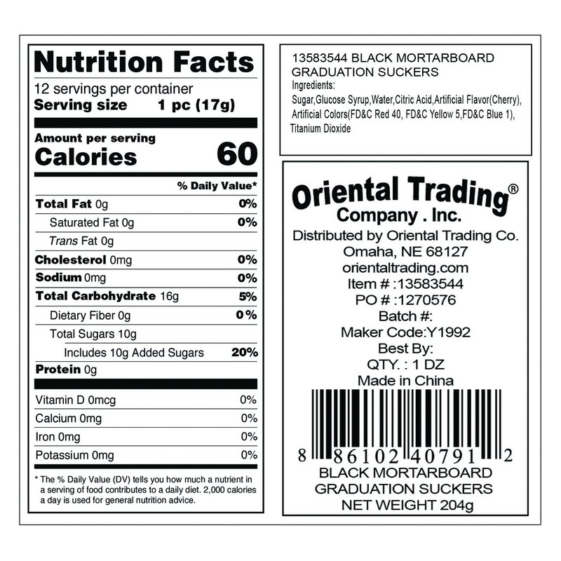 Black Mortarboard Graduation Suckers - Candy & Suckers & Lollipops