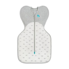 Love To Dream Swaddle Up, Newborn 2.2-3.8kg, White Mini Cloud Snug Fit Supports Good Sleep, 1.5 TOG Suitable All Year for (18-22°C) Temperature, Machine Washable & Double Zip for Easy Nappy Change