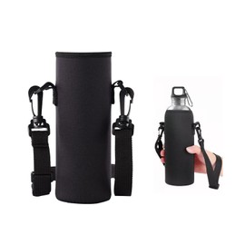 PLATEYTR 1 Piece Water Bottle Bag, Water Bottle Tote Bag, Black Water Bottle Bag Holder, Can Crossbody Can Handle Water Bottle Bag, Suitable for Camping Hiking Running etc(19 * 8cm)