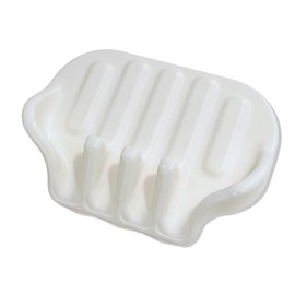 Spasilk Water Draining Soap Holder Drying Tray Dish with Suction Cup and Wall Mount, Rectangular Square Small, 1 Pack, Cream White