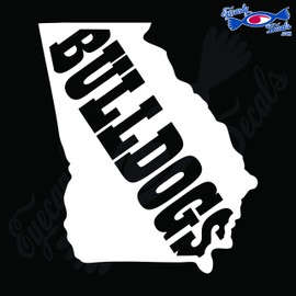 Eyecandy Decals Georgia Shape with Bulldogs 6 INCH White Decal Sticker