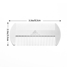 Metal Hair&Beard Comb - AhfuLife® EDC Credit Card Size Comb Perfect for Wallet and Pocket - Anti-Static Dual Action Beard Comb