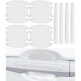 QIOON 8 Pcs Car Door Handle Protectors - Transparent Waterproof Anti-Scratch Paint Universal Cup Handle Sticker