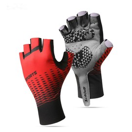 BSLVWG Half Finger Cycling Gloves, Gel Padded Cycling Gloves, Non-Slip, Shock-Absorbing Hand Protect, Fingerless Summer Bicycle Short Gloves for Road Bike, MTB, Men, Women (Red, XL)