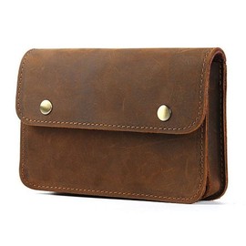 Luufan Genuine Leather Waist Bag, Men's Waist Pouch, Leather Belt Pouch, Belt Bag, Mobile Bag, Waist Bag, Mobile Storage, Smartphone Storage, Retro Cowhide Leather, Smartphone Pouch - brown