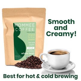 Mommee Coffee - Quarter Caf | Low Acid, Organic, Fair Trade, Water Processed | Whole Bean, 22oz.