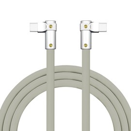 chubbycable FlexElbow Pro - 90° Design 100W Fast Charge Cable Ultra-Thick Silicone Right Angle USB C Cable Universal Phone Tablets Charging Cord, Gray, Double Elbow Type C to Type C, 0.82FT