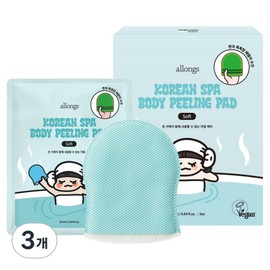Allong Korean Spa Body Peeling Pad Soft 25ml, 5 sheets, 3 pieces / 알롱 코리안 스파 바디 필링 패드 소프트 25ml, 5매입, 3개