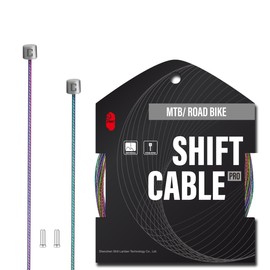 CNC Pro Slick Polished Mountain Bike Gear Cable for Shimano/SRAM,MTB Gear Cable 1.2X 3000mm for Road Bike/BMX，1pc,Rainbow.