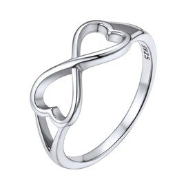 ChicSilver 925 Sterling Silver Ring High Polish Simple Heart Infinity Knot Rings for Women Eternity Wedding Band Promise Rings Size 8