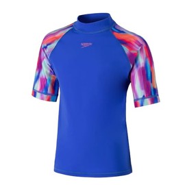 Speedo Girl's Endurance + Short Sleeve Sun Top, Cobalt Pop, 11-12