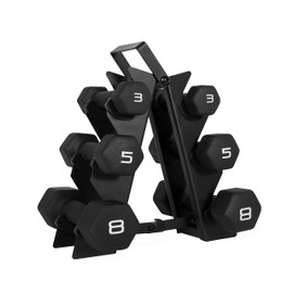CAP Barbell Black 32-Pound Neoprene Dumbbell Set with Rack