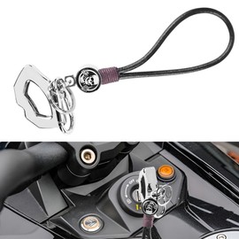 BAKAFOH Aluminum Key Cover Sporty Key Shell Ignition Key Fob Case with Dark Leather Lanyard Key Chains For Can-Am Spyder F3 RT RT-S ST RSi RT Limited Accessories (Chrome w/Skull Pattern)