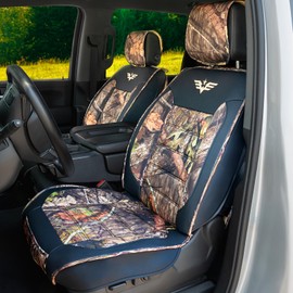 Mossy Oak Heavy Duty Premium Truck Seat Covers for Front Seats, Fits Full-Size Truck SUV, Padded Seat Cover with Bottom Wrap-around, Front & Rear Storage Pockets,Front Seat Protector, Waterproof, 2 pc