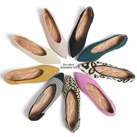 Semwiss Women's Ballet Flats Comfortable Casual Dressy Shoes,Work Flats Office Shoes Pointed Toe Leopard Flats Beige Size 7.5