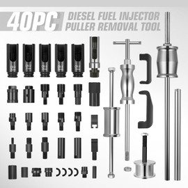 DNA MOTORING 40pcs Diesel Fuel Injector Puller Removal Tool, Diesel Injector Extractor Master Kit, Slide Hammer Fuel Injector Removal Tool Kit for Diesel Engines, TOOLS-00785
