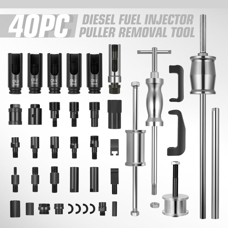 DNA MOTORING 40pcs Diesel Fuel Injector Puller Removal Tool, Diesel