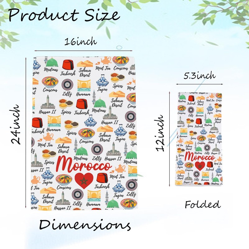 JXGZSO Morocco Culture Travel Kitchen Towel Moroccan Landmarks Souvenir Gift