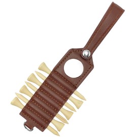 Lyaciomn Golf Tee Storage Leather Holder, Set of 7, Including 7 Tee and Ball Tags,Golf Bag Replacement Parts Brown