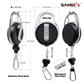 SAMSFX Tape Measure Retractor Fly Fishing Zinger Retractors Carabiner Style Clip on Back Tether Tools Badge Holder (1)