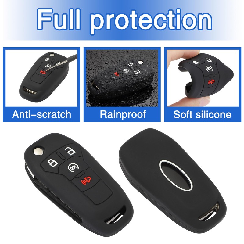 TOMALL 2 Pack for Ford Key Fob Cover Keychain, 4