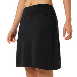 Women Skorts Skirts with Zipper Pockets,Athletic Golf Tennis Swim Skirts with 20" Knee Length for Women(Black-M)