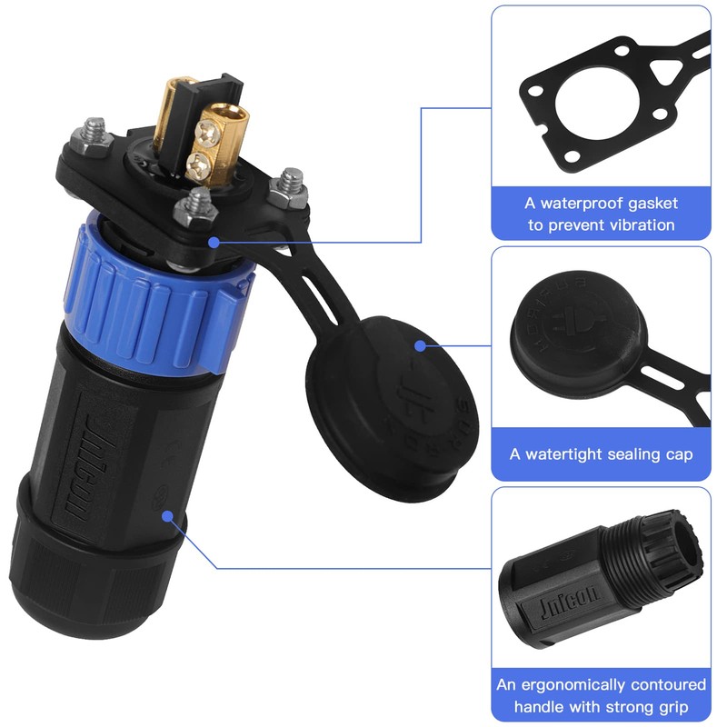 Trolling Motor Plug Receptacle Set, 12V/24V/ 36V/48V Plug for Trolling