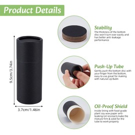 NICENEEDED 5 Pcs 2.1 oz Cardboard Deodorant Containers, Push-Up Style Tubes Empty Kraft Paperboard Tubes, Lip Balm Containers Compostable Round Body Lotion Sticks Tube