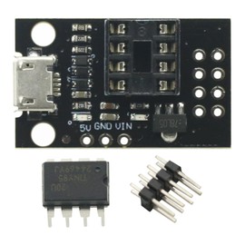 1Pcs Pluggable Development Board with 1PCS TINY85-20PU DIP IC for ATTINY85-20PU ATtiny13A/ATtiny25/ATtiny45/ATtiny85 Programming Editor Micro USB Power Connector