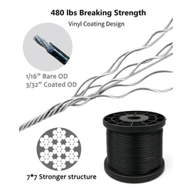 DEFUNX String Light Hanging Kit Outdoor 164 Ft Vinyl Coated Cable and Winch Wire Rope 304 Stainless Steel Shade Sail Hardware Kit Bistro Globe String Lights Decorations Suspension
