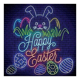 Neon Light Easter Backdrop Banner - Party Decor - 1 Piece