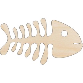 Fish Skeleton - Laser Cut Out Unfinished Wood Craft Shape FSH41 9" / 1/4" thick