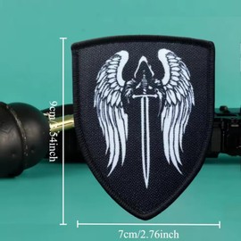 Velcro Patches, Angel with Sword Print Tactical Morale Patch Hook Patch Velcro Straps for Backpacks Clothing Bags Uniform Vest