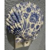 Blue Floral Nightlight Scallop Shell Coastal Decoupage Shell Art -