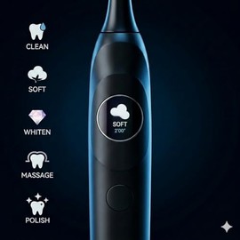 Oralflipp - Cepillo de dientes eléctrico sónico, pantalla LED inteligente y sensor de presión visual, cepillo de dientes de 40.000 VPM con 5 modos, 6 