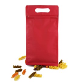 QQ Studio Food Packaging Bags, Reusable Bags for Snack Mixes and Vegetables, Stand Up Pouch with Tight Zipper Seal and Window (Red, 6.25 x 10 + 2.45 Inch (50 Bags))