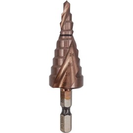 Hymnorq Step Drill Bit for Stainless Steel and Iron, M35 Grade 5% Cobalt HSS-Co, Double Spiral Flutes, 1/4 Inch Hex Shank, 9 Diameters from 4mm to 22mm, Unibit for Drilling Holes in Metal Sheet