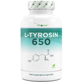 L-Tyrosine - 365 Vegan Capsules - Extra High Dose with 1300 mg per Daily Serving - Pure Amino Acid from Vegetable Fermentation - Laboratory Tested - Vegan - High Dose