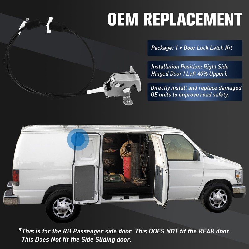 Replacement Door Upper Latch and Cable Assembly Compatible for Ford