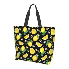 Majoug Lemons Tote Bags for Women - Reusable Shopping Tote, Travel Shoulder Beach Gym Travel Picnic Work Daily Bag