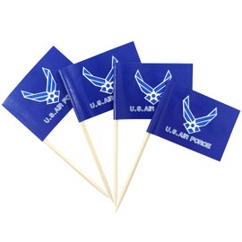 JBCD US Air Force Wings Toothpick Flag Mini Small Cupcake Topper Flags, 100 pcs