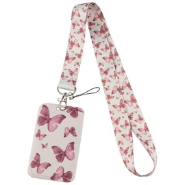 DMLSKY Butterfly Lanyard and Name Badge Holder, Waterproof Hard Card Protector School Office Accessories for Teacher Student