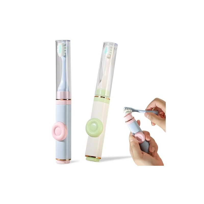 Kit de 2 cepillos de dientes plegables de viaje, manual,