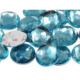 30mm Flat Back Round Acrylic Rhinestones Plastic Circle Gems for Costume Making Cosplay Jewels Pro Grade Embelishments - 12 Pieces (Blue Aqua H109)
