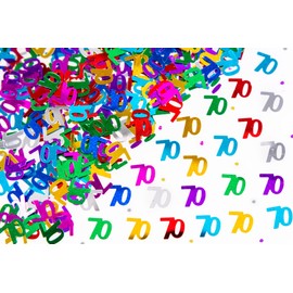 SHATCHI CONFETTI-70TH-MIX-1PK-14029 14g 13th - 90th Birthday Confetti Foil Metallic Glitter Table Scatter Party Decoration, Multi-Colour, 12mm