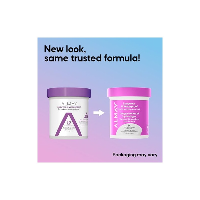 Almay Pads desmaquillantes de ojos biodegradables longwear 80 piezas