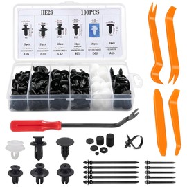 Car Retainer Clips, 135 Pcs Plastic Car Body Trim Clips Kit, Car Fixing Clips, Auto Body Fastener Rivet Trim Clips, with Fastener Rivet Clips, Auto Trim Removal Tools, Cable Ties, Sponge-cushions