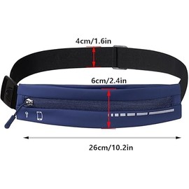 Leanockesa Slim Running Belt for Women & Men: Water Resistant Reflective Fanny Pack, Adjustable Waist Pouch, Phone Fanny Pack, Running Gear Accessories (Blue)