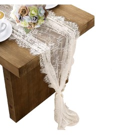 6 caminos de mesa de encaje blanco de 14 x 120 pulgadas bordados bohemios para bodas, fiestas de novia, decoraciones de despedida de soltera, caminos de mesa rústicos clásico